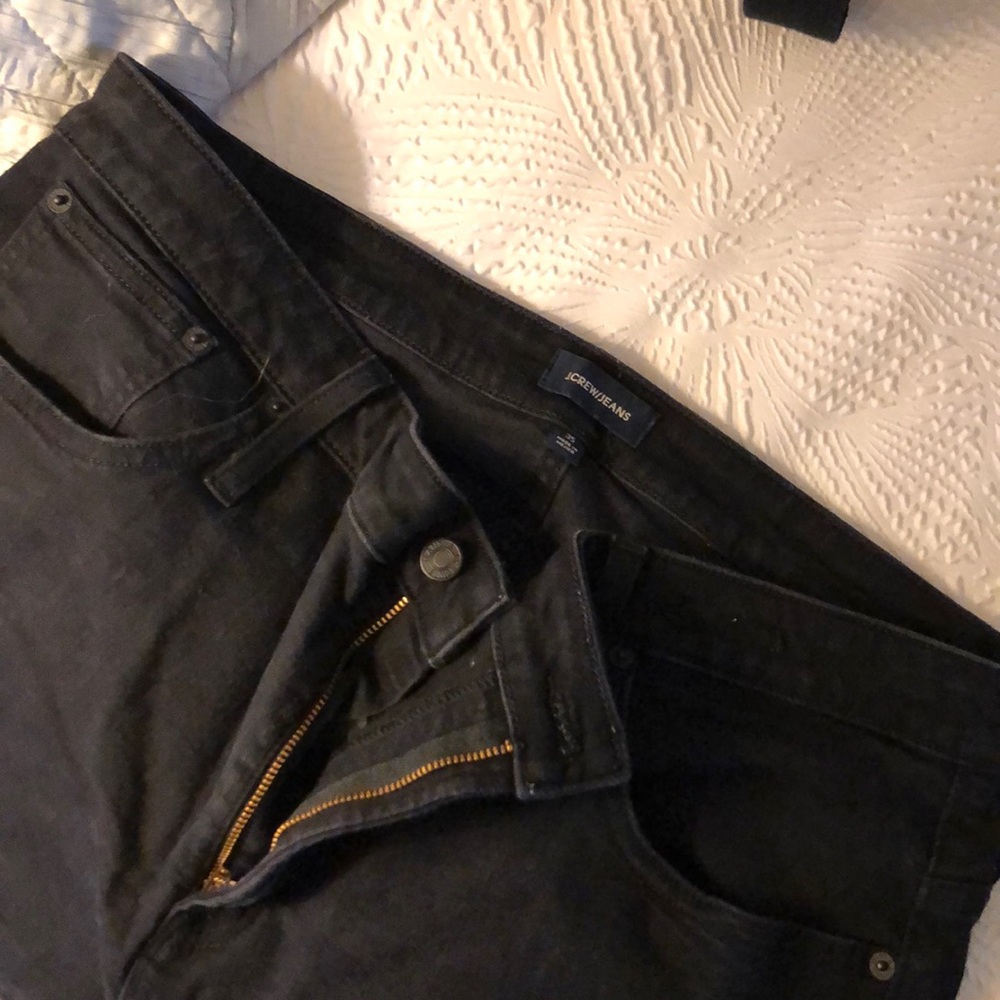 Black J.Crew Curvy Toothpick Jeans.